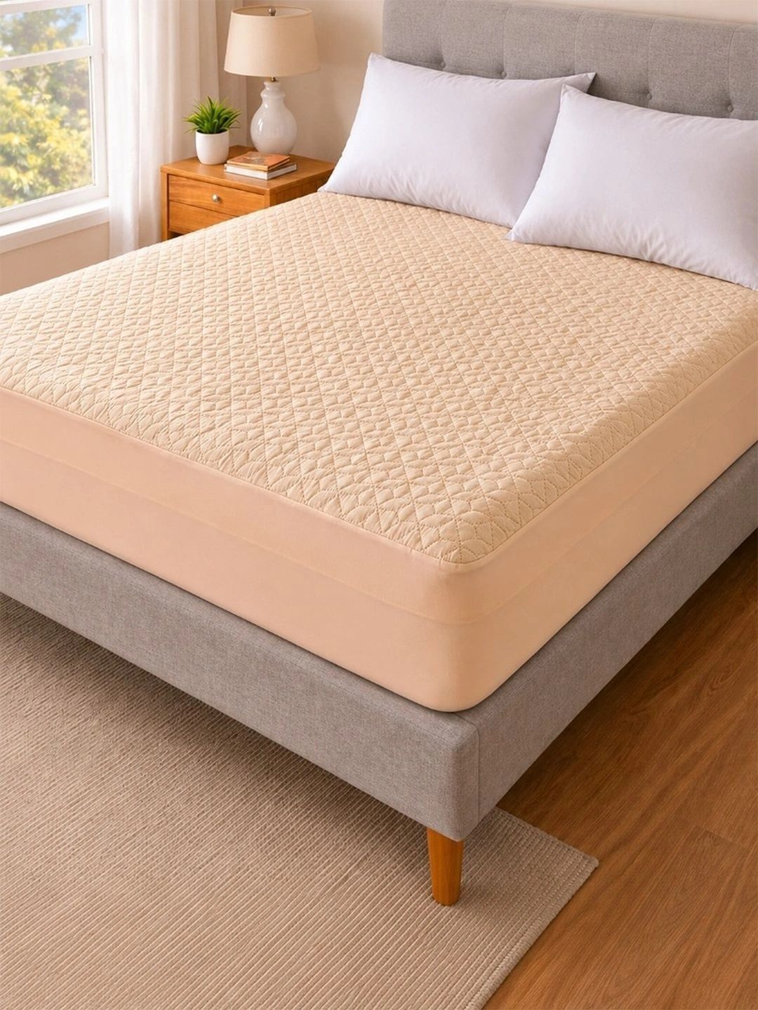 Kurl on Beige Polycotton Breathable Mattress Protector-image-24