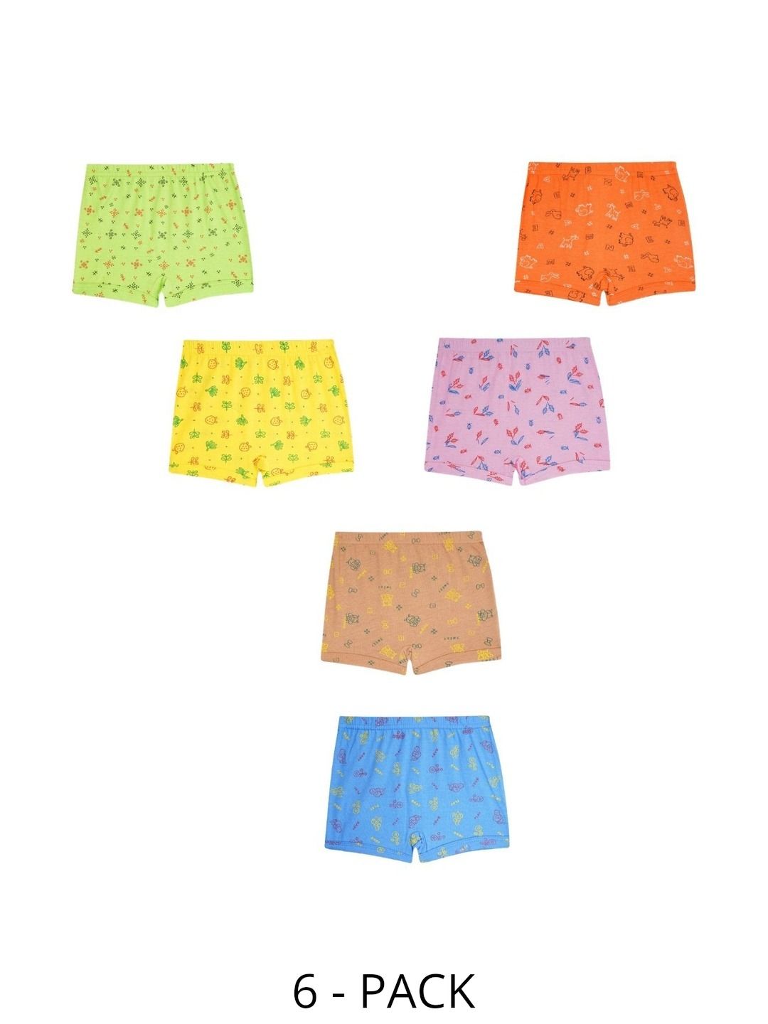 YELLOWDELIGHT Boys Pack of 6 Printed Assorted Cotton Boy Shorts-picture-19