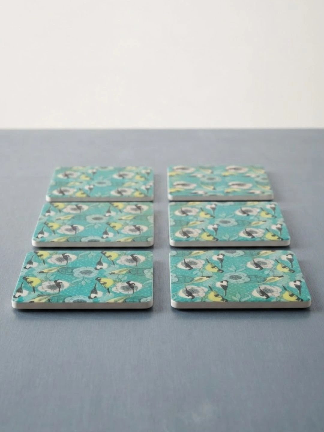 THE HOME CO. 6-Pcs Green Bird Cage-Patterned Table-Top Coasters-picture-53
