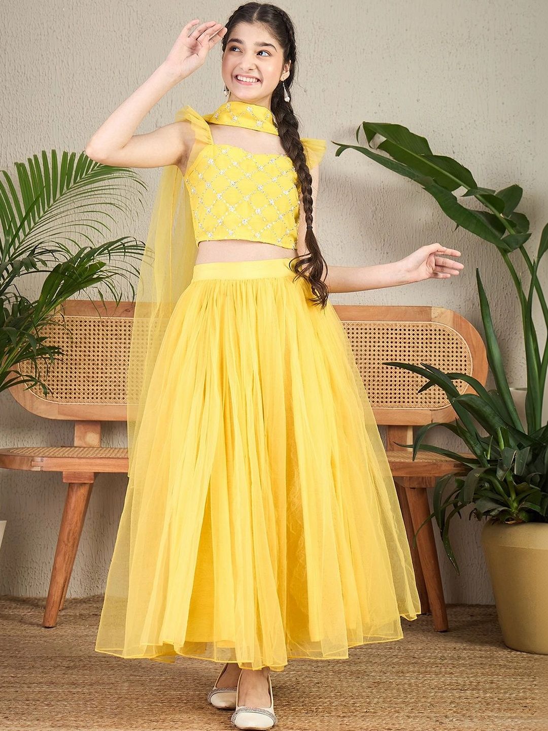 Cherry & Jerry Girls Embellished Sequinned Ready to Wear Lehenga Blouse With Dupatta-picture-25