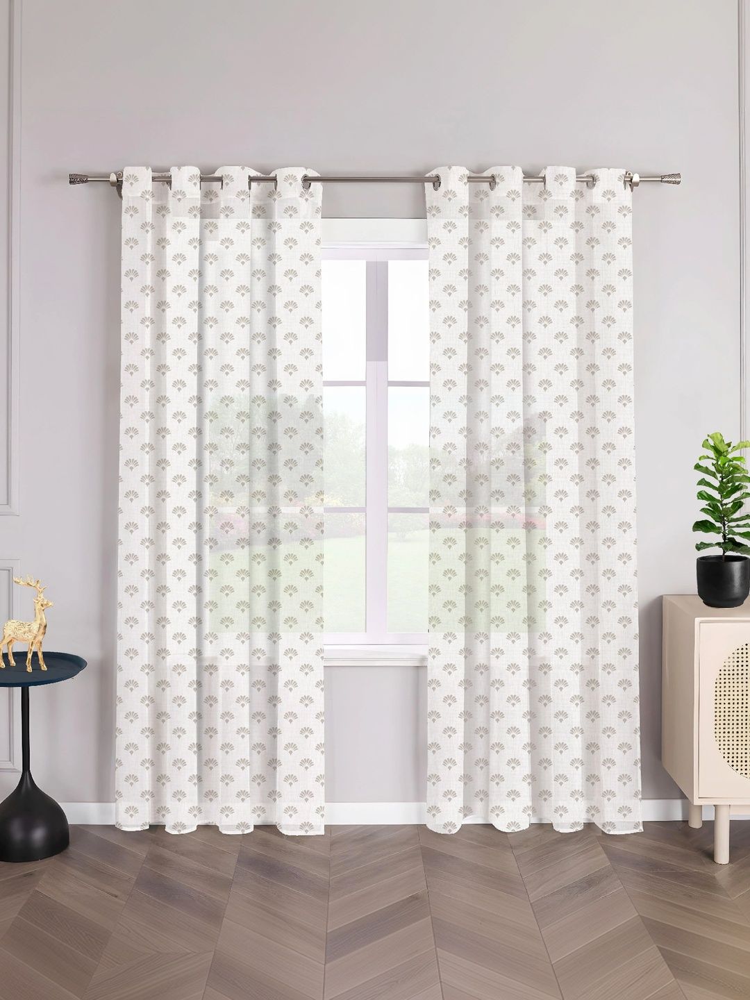 AAVIS DECOR Camel Brown Set of 2 Sheer Window Curtain-picture-41