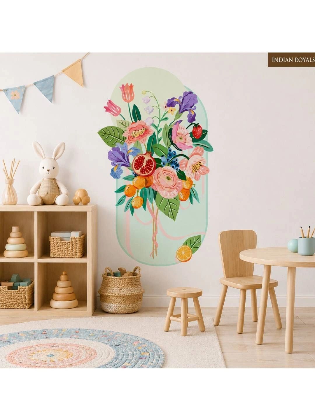 INDIAN ROYALS Green & Pink Printed Self-Adhesive & Durable Wall Sticker-picture-25