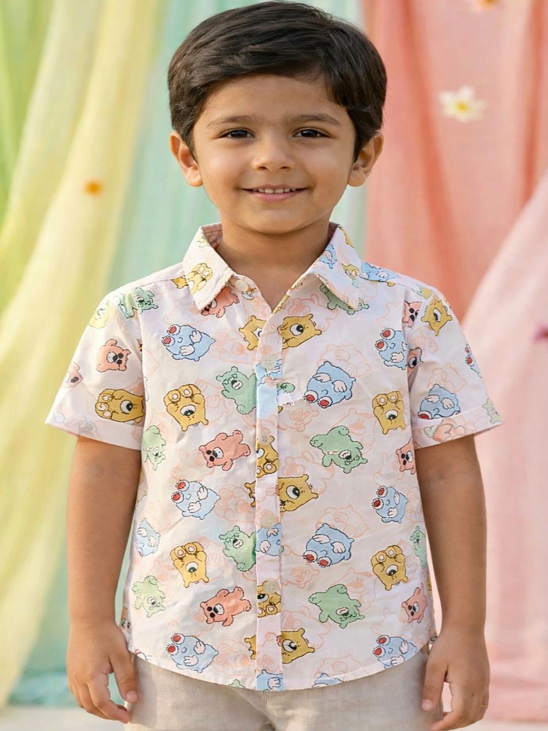HERE&NOW Unisex Kids Classic Printed Casual Shirt-image-18