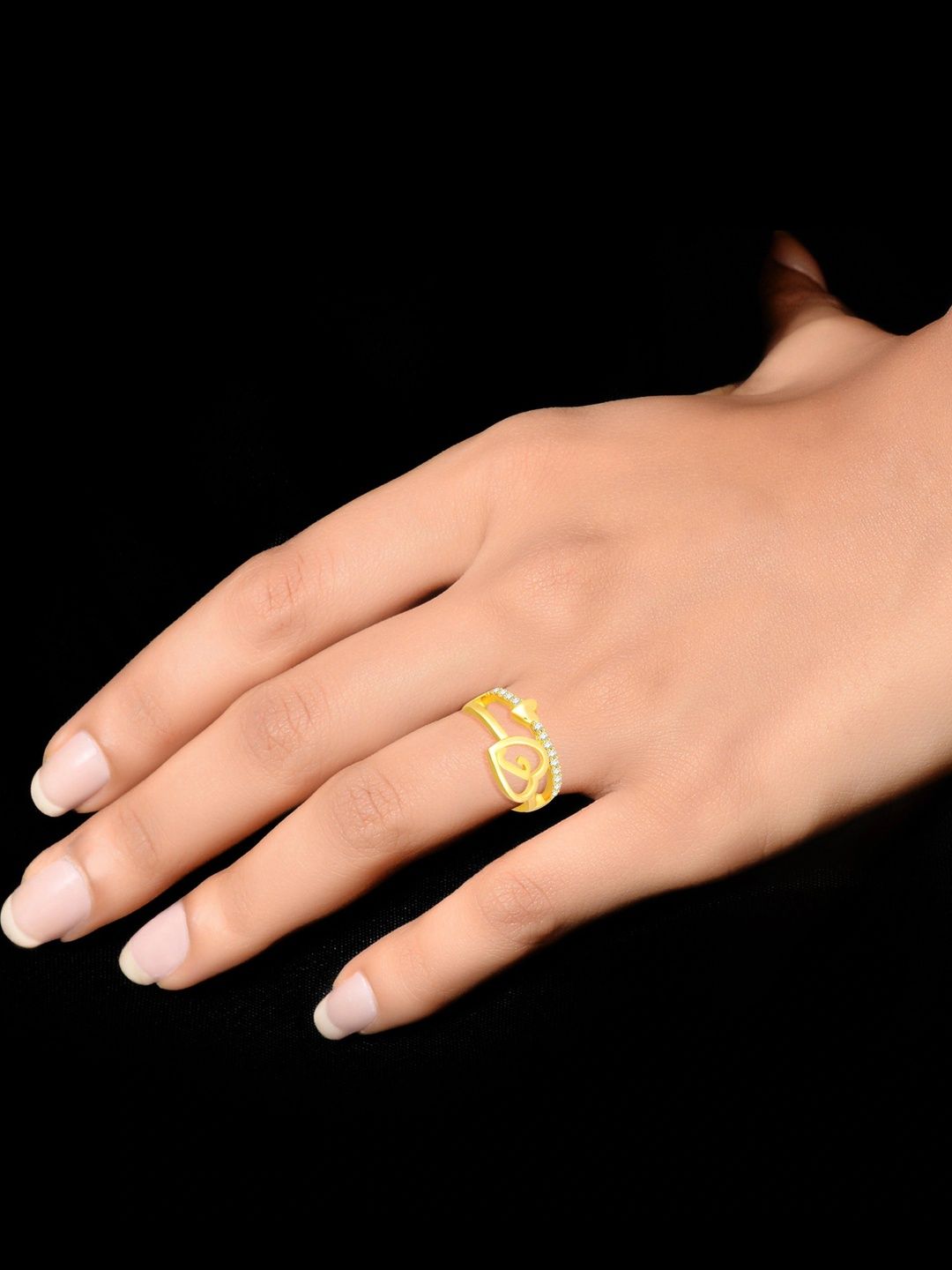 ORNEXA Women Gold-Plated Cubic Zirconia Finger Ring-picture-32