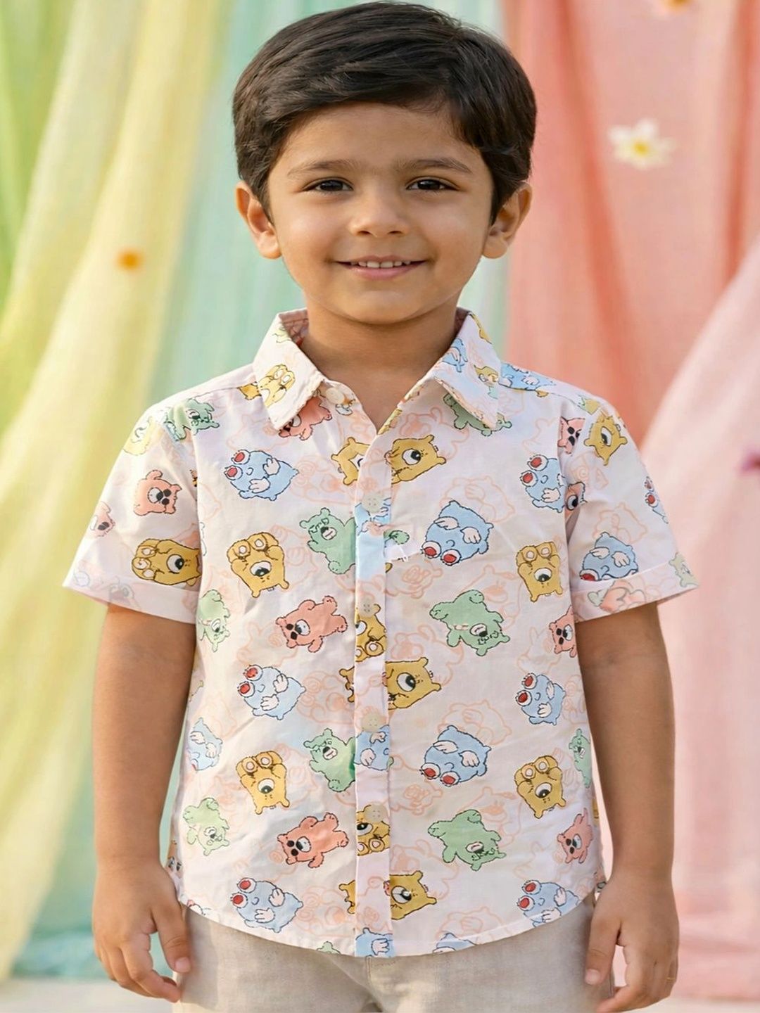 HERE&NOW Unisex Kids Classic Animal Printed Casual Shirt-picture-37