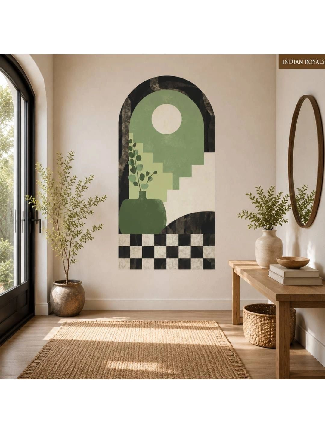 INDIAN ROYALS Green & Black Printed Self-Adhesive & Durable Wall Sticker-image-46