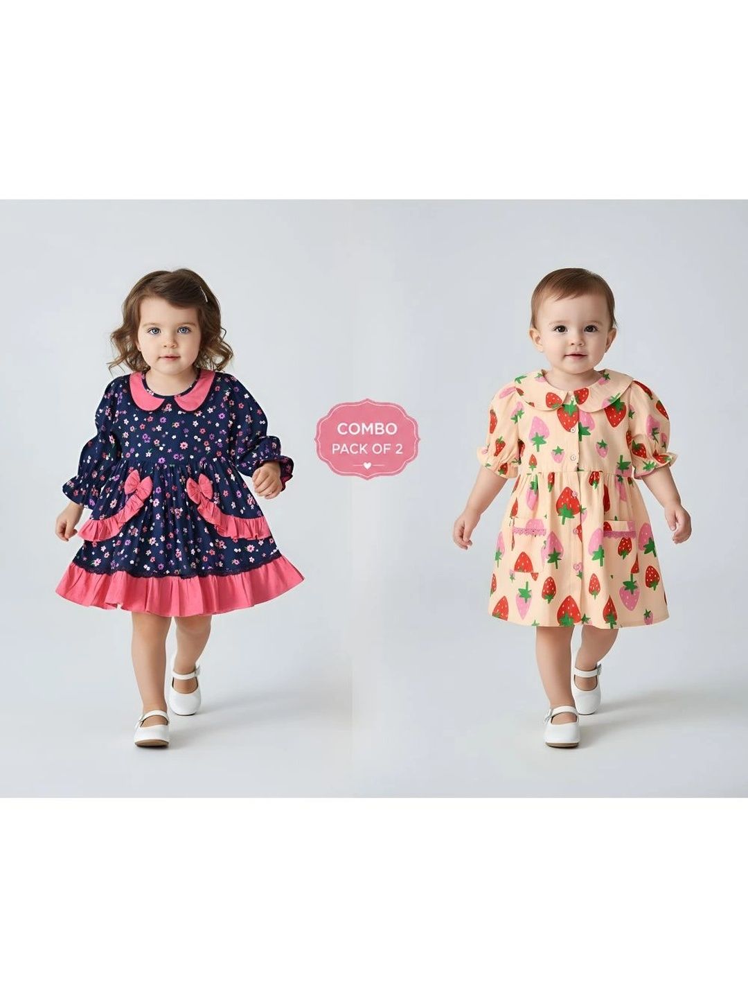Bella Moda Floral Print Peter Pan Collar Puff Sleeve Ruffled A-Line Dress-picture-10