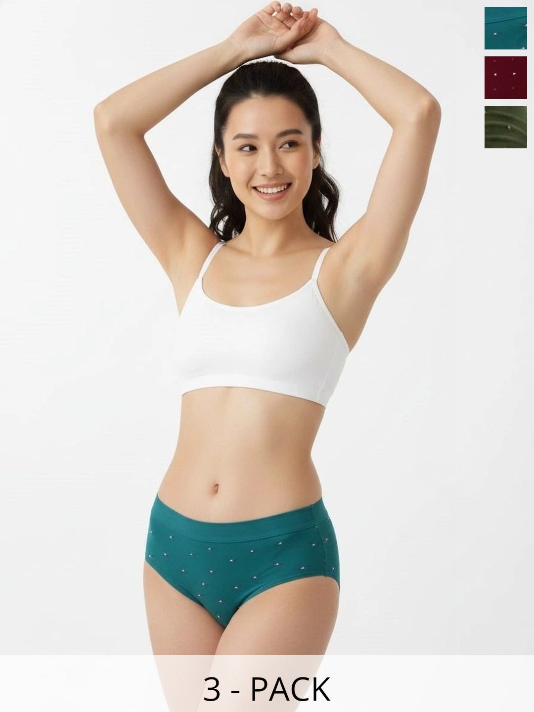 Swenson Women Pack of 3 Printed Seamless Assorted Cotton Bikini-picture-16