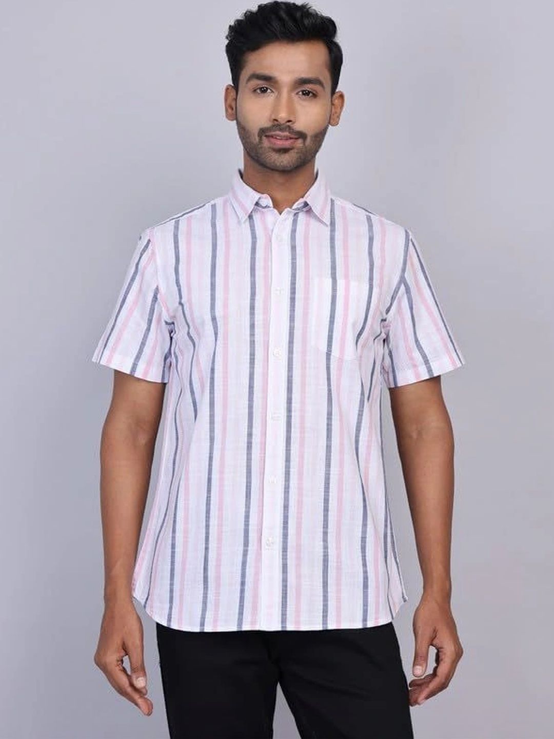 WEARHOUSE Men Classic Multi Stripes Striped Casual Shirt-picture-16