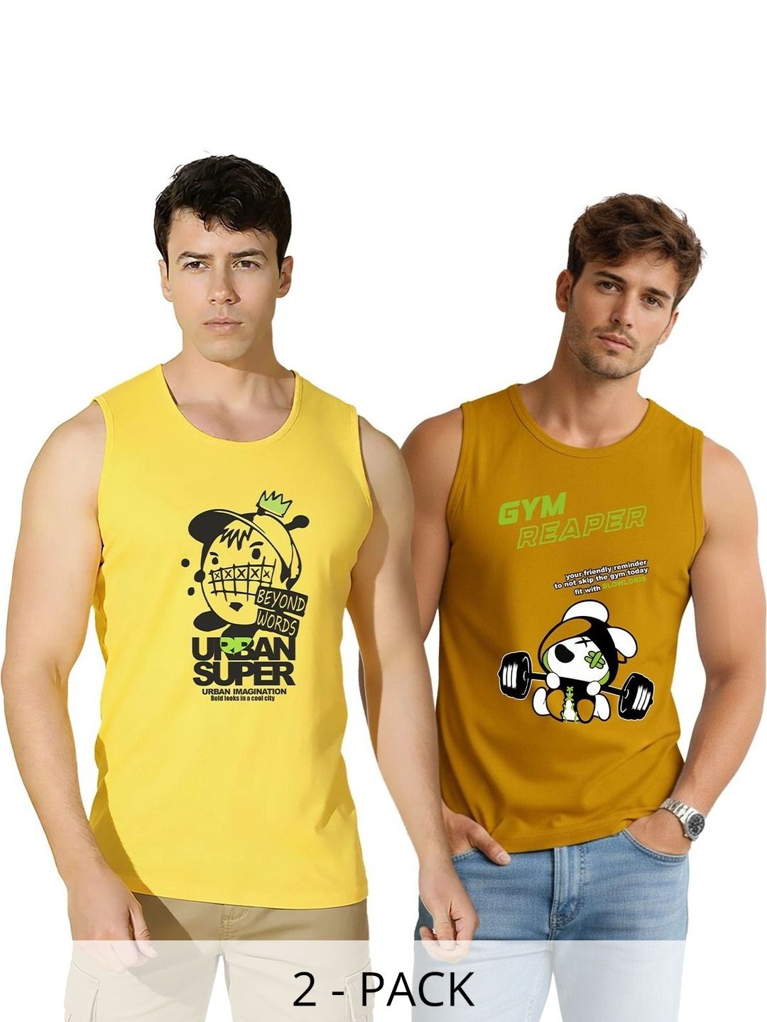 TEEFOX Pack of 2 Printed Cotton Gym Vest-picture-36