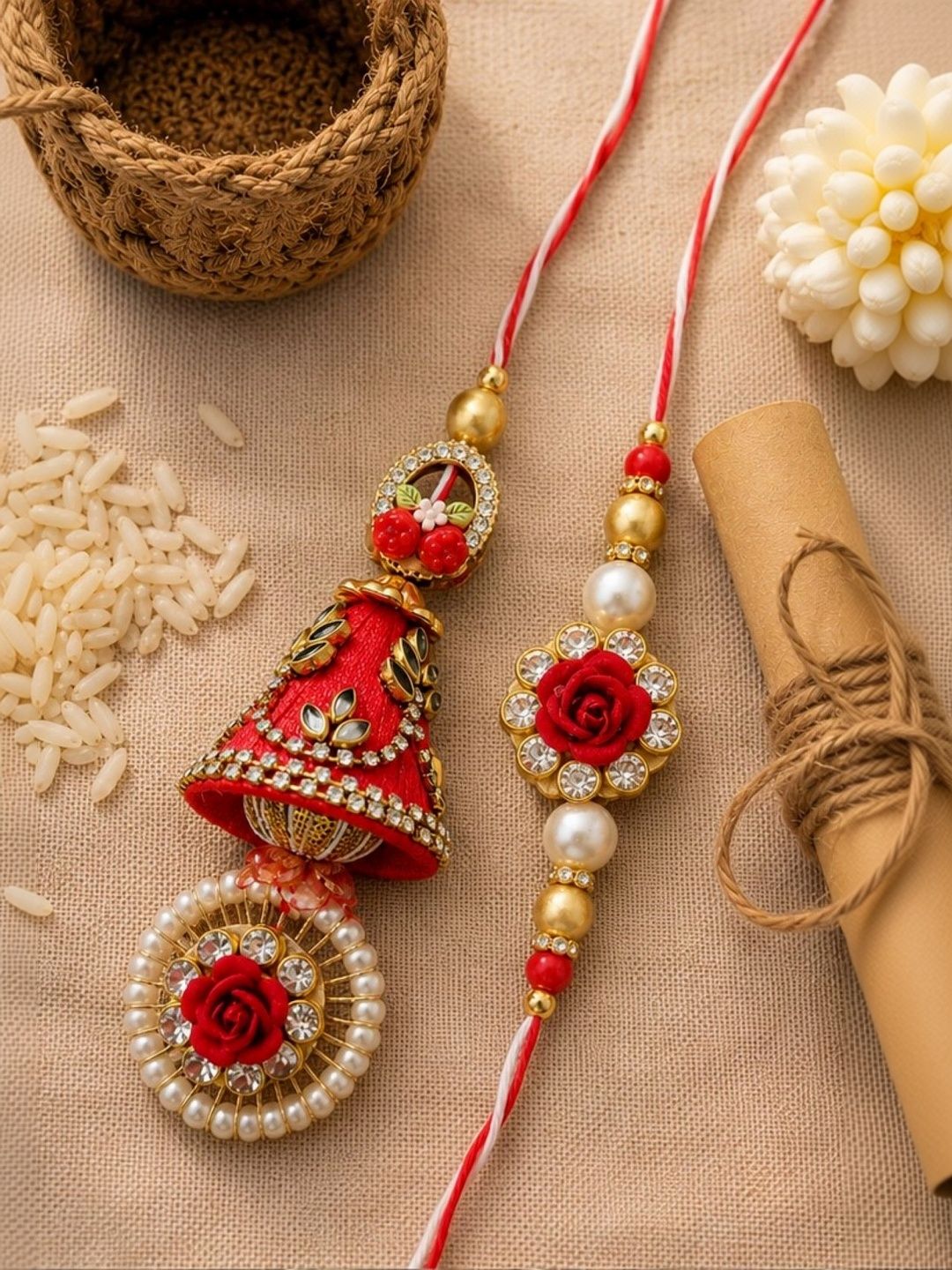 Mishpra Set Of 5 Rakhis Greeting Card & Roli Chawal-picture-25