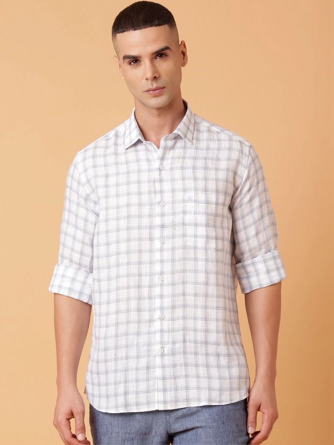 Linen Club Men Contemporary Checked Casual Shirt-picture-17