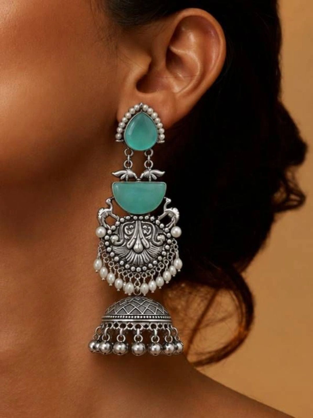 THE GLAM POUCH Geometric Jhumkas Earrings-picture-33