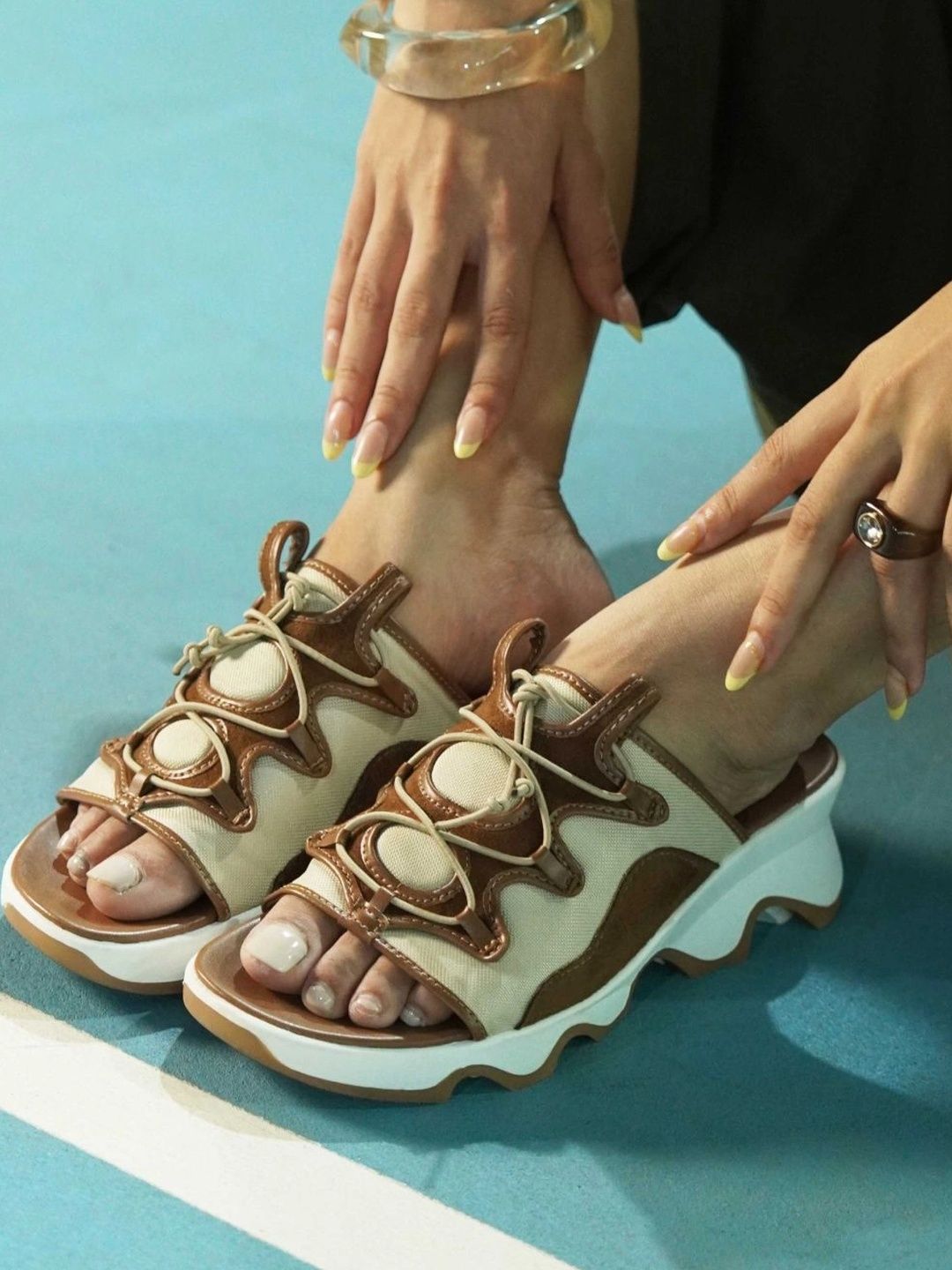 CAI Colourblocked PU Platform Mules-picture-27