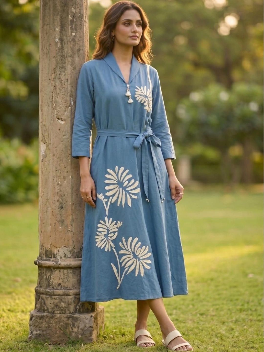 ARYA The Design Gallery Floral Print A-Line Midi Dress-image-30