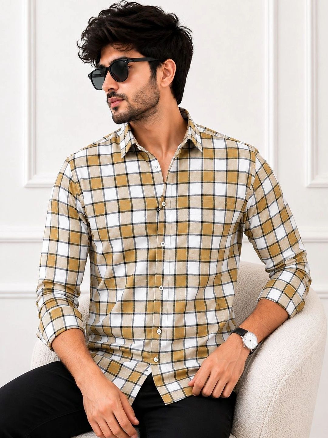 Marc Luarente Men Standard Checked Casual Shirt-picture-12