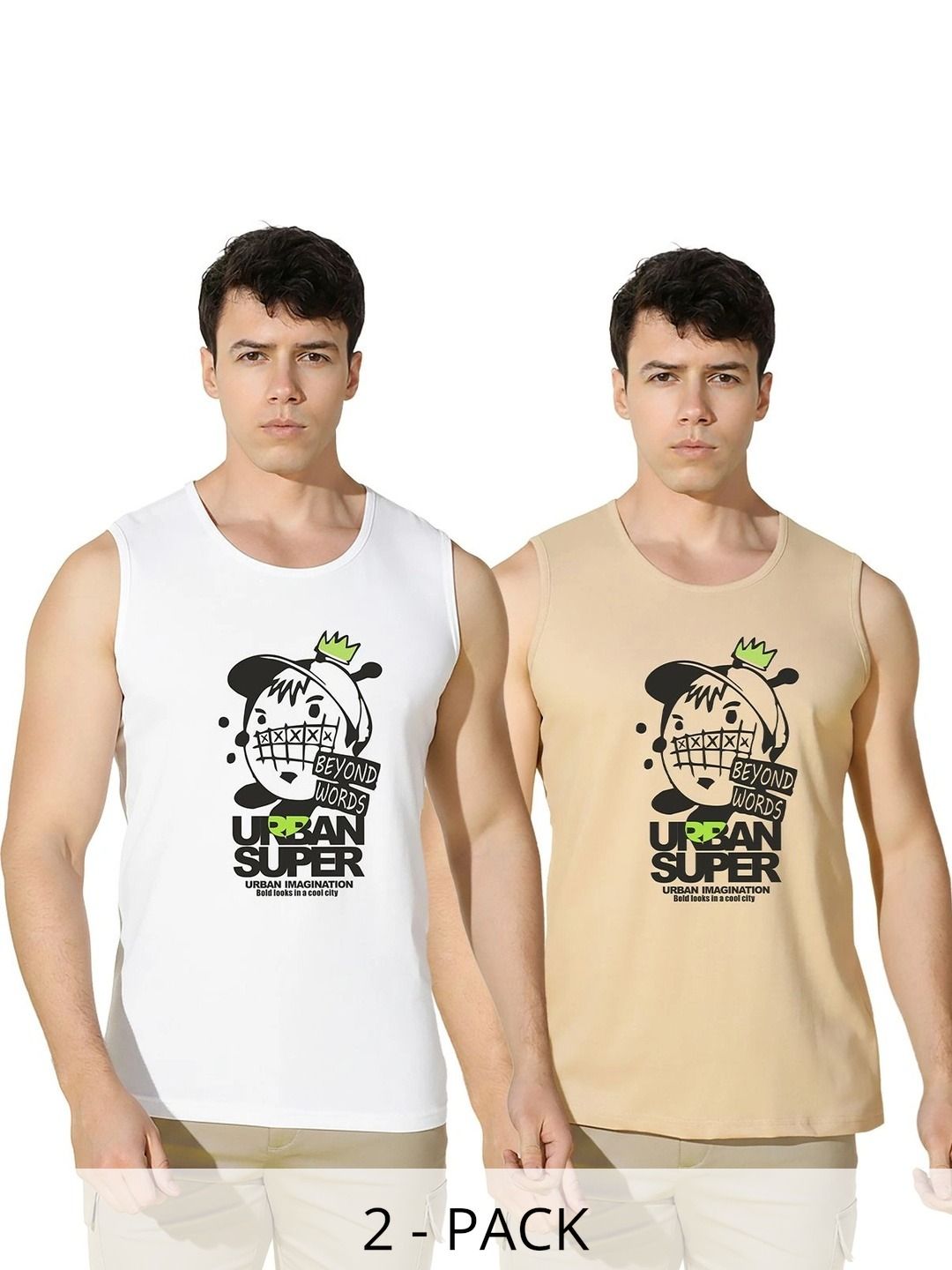 TEEFOX Pack of 2 Printed Cotton Tank-image-2