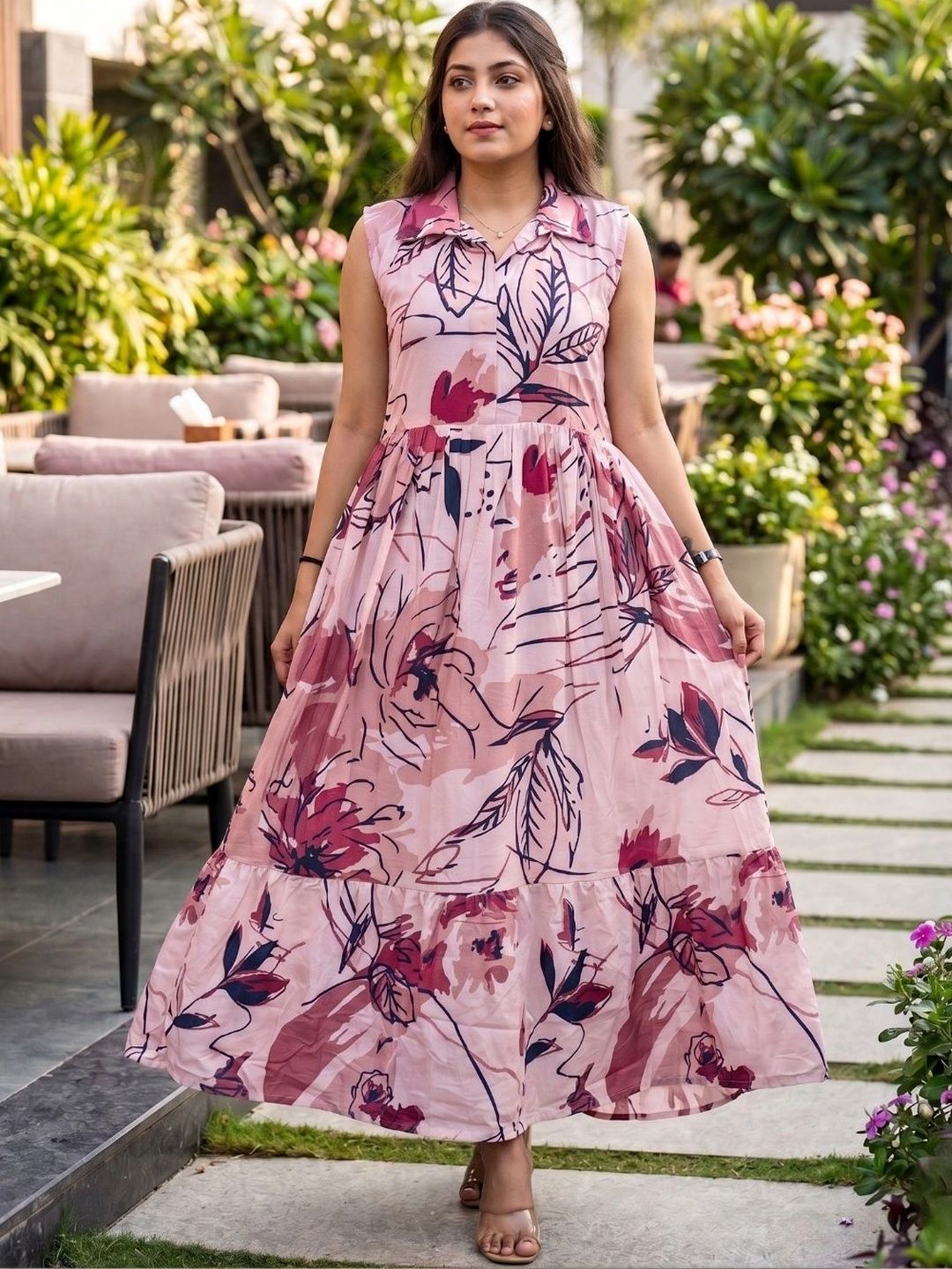 CORSICA Floral Print A-Line Maxi Dress-image-23