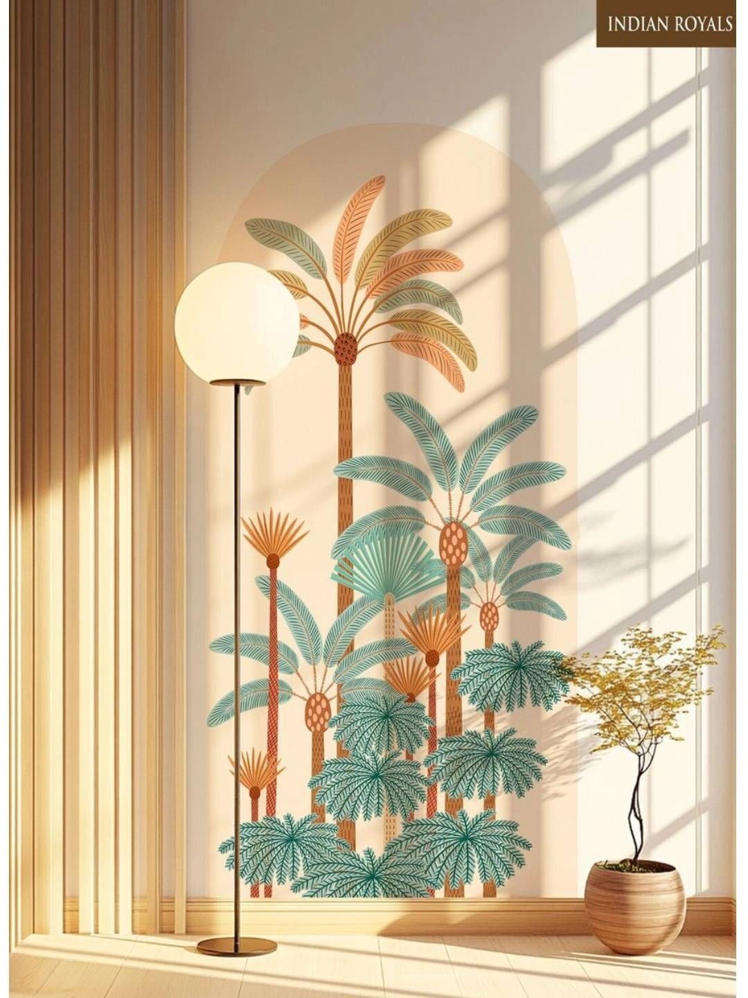 INDIAN ROYALS Teal & Terracotta Printed Self-Adhesive & Durable Wall Sticker-image-44