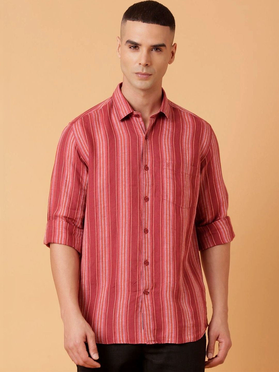 Linen Club Men Contemporary Striped Casual Shirt-picture-30