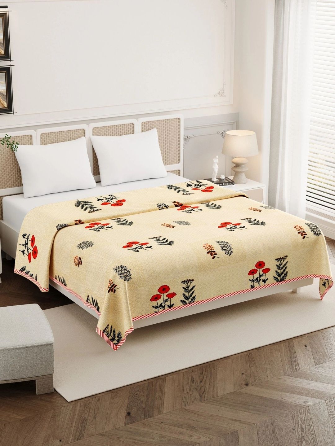 Homeful Style Yellow Floral AC Room 120 GSM Dohar-picture-48
