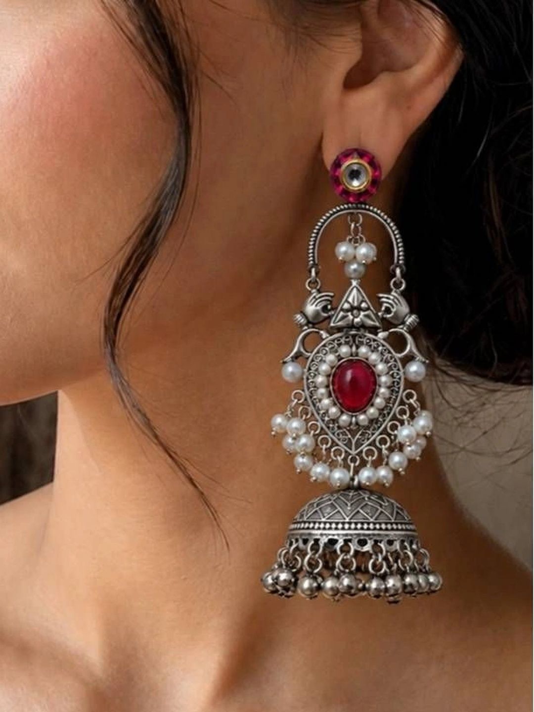 THE GLAM POUCH Geometric Jhumkas Earrings-image-41