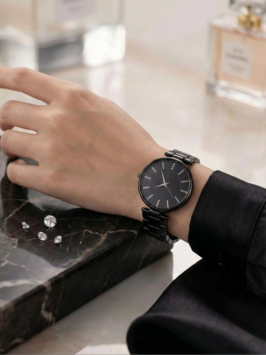 TREX Women Brass Embellished Dial & Stainless Steel Bracelet Style Straps Analogue Watch LR-FULL-BLACK_X1-picture-9