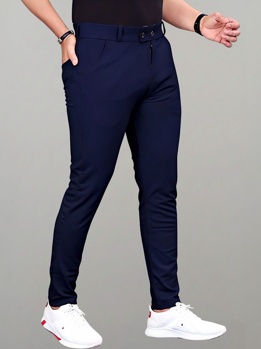 FABAURA Men Slim Fit Easy Wash Button Trousers-picture-16