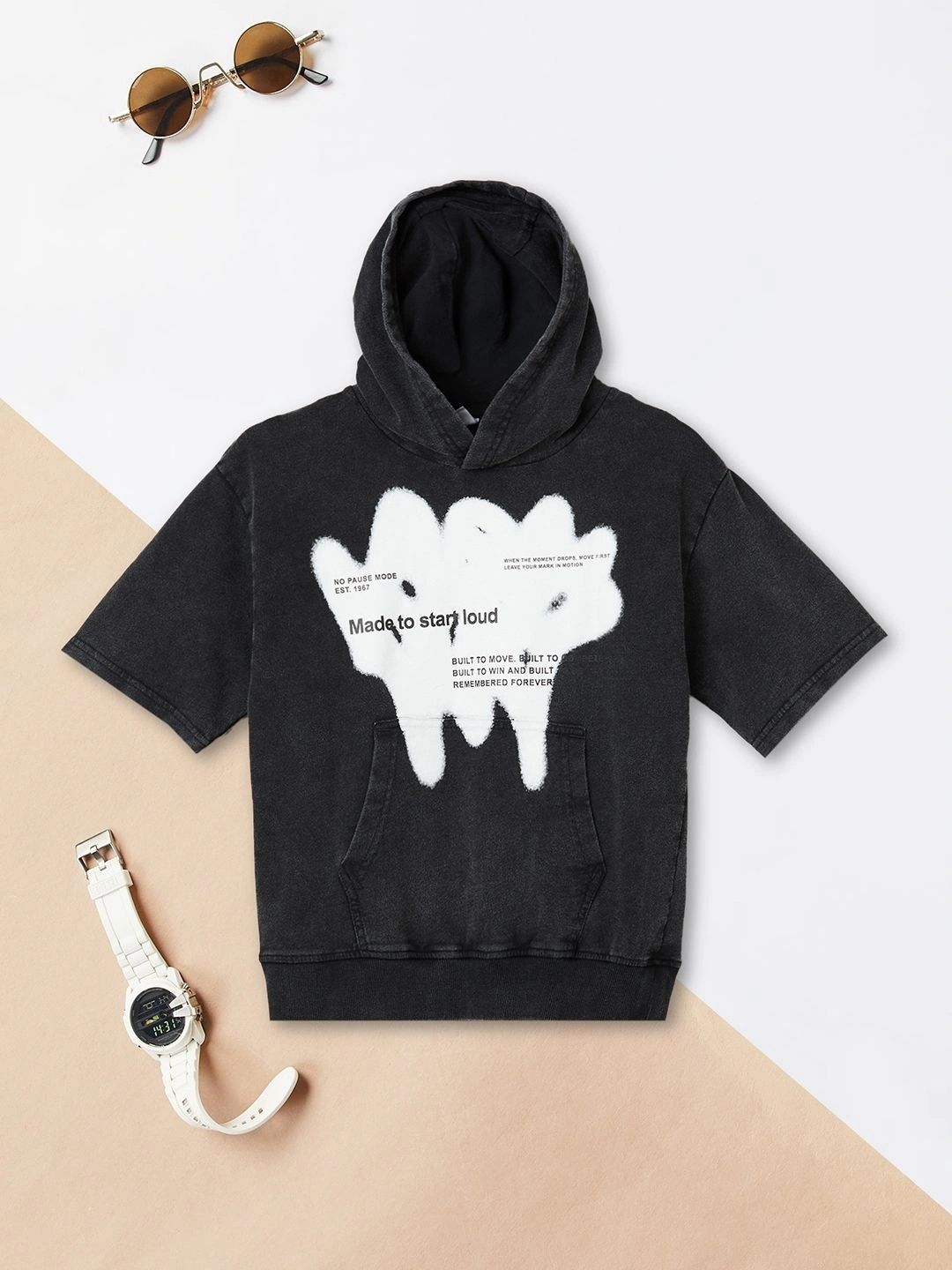 max Boys Typography Printed Hooded Pockets T-shirt-picture-14