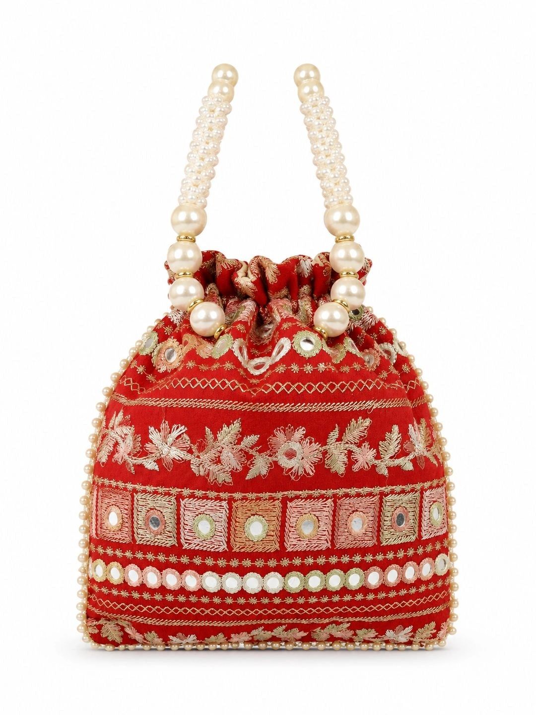 DMS RETAIL Embroidered Embellished Potli Clutch-picture-36