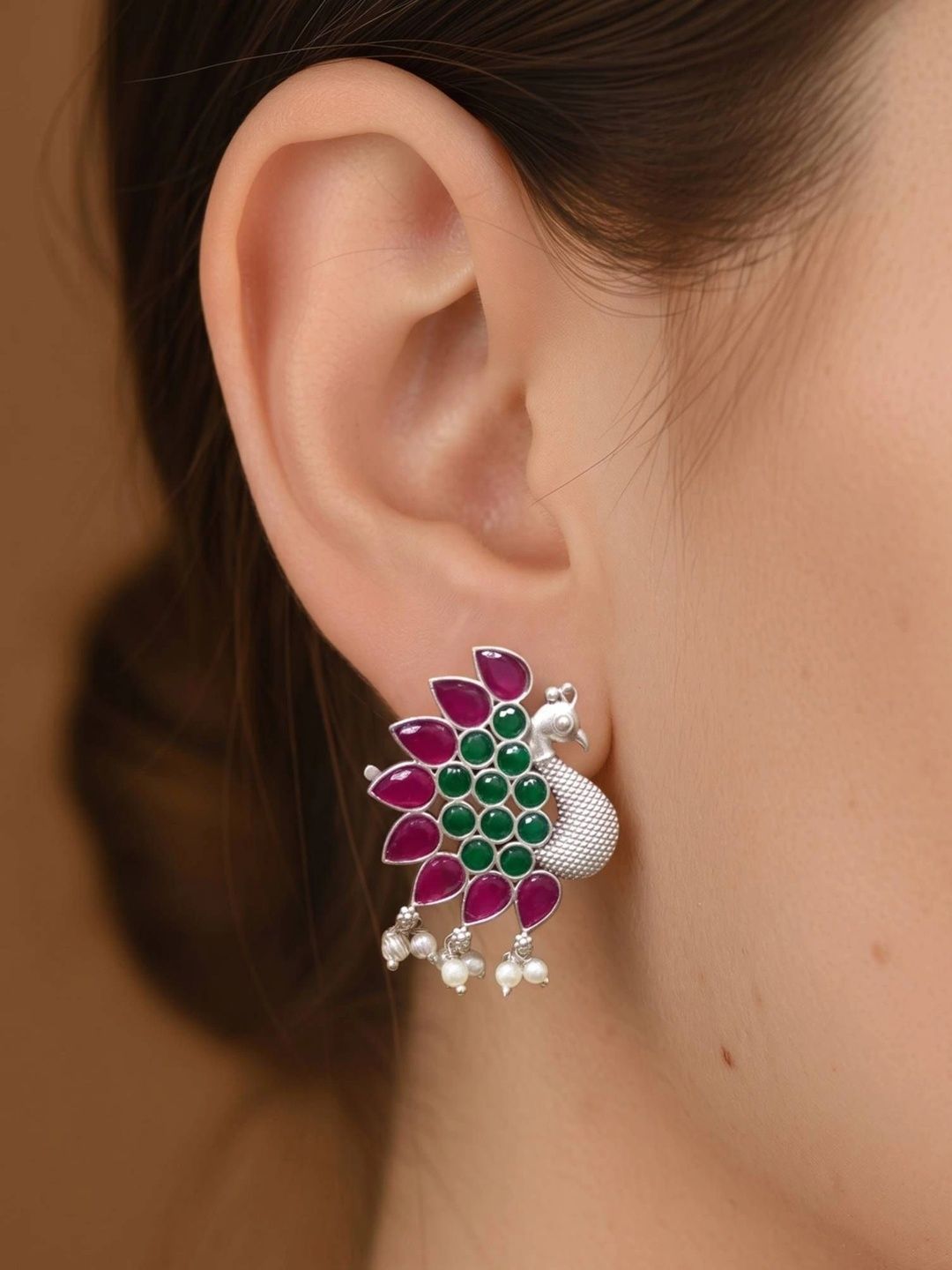 THE GLAM POUCH Peacock Shaped Studs Earrings-picture-35