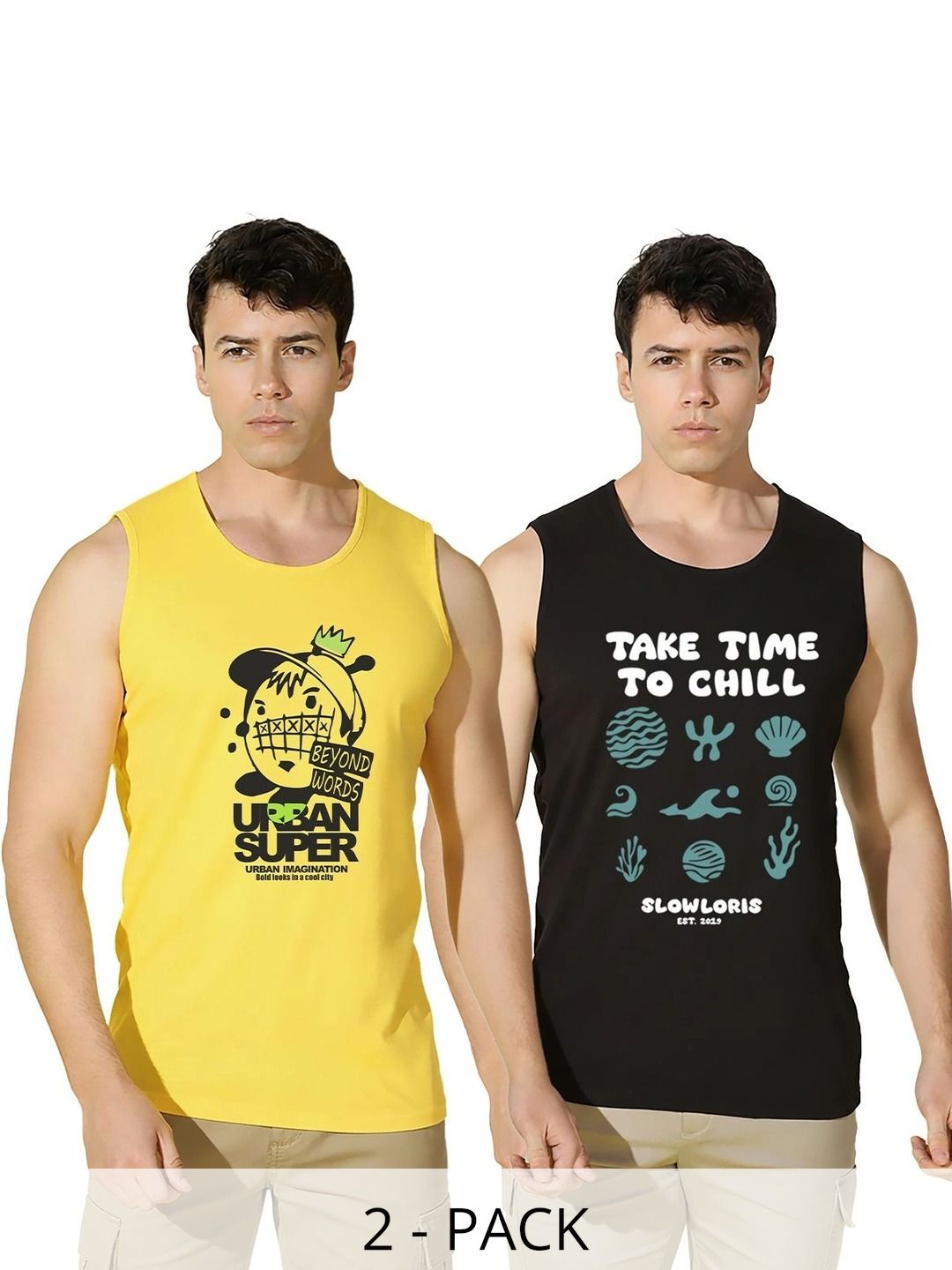 TEEFOX Pack of 2 Printed Cotton Gym Vest-image-41