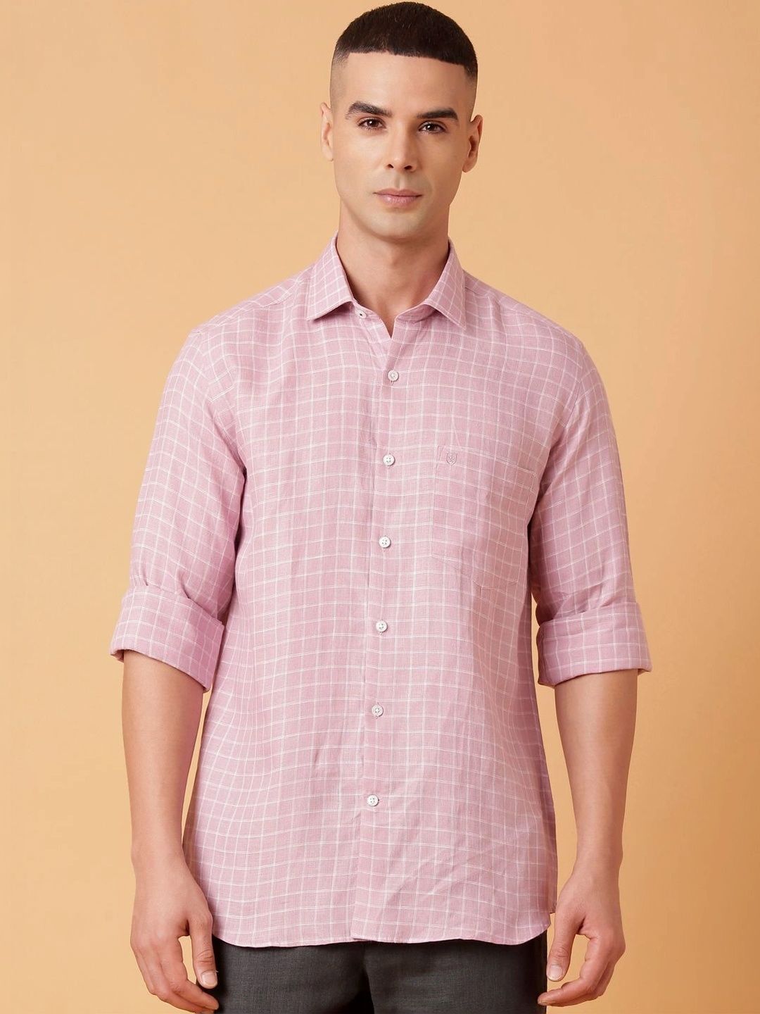 Linen Club Men Contemporary Windowpane Checks Checked Casual Shirt-picture-19
