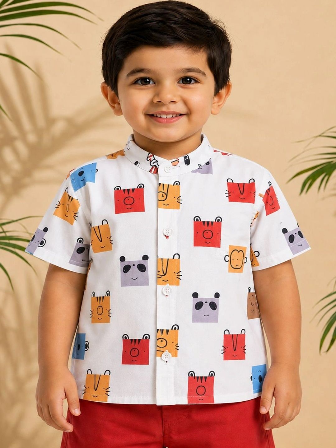 HERE&NOW Unisex Kids Classic Printed Casual Shirt-picture-26