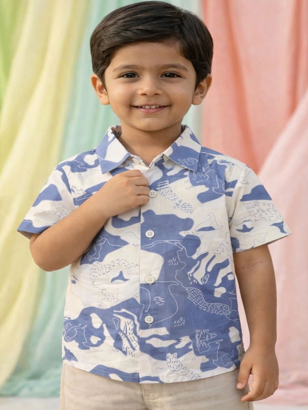HERE&NOW Unisex Kids Classic Printed Casual Shirt-picture-47