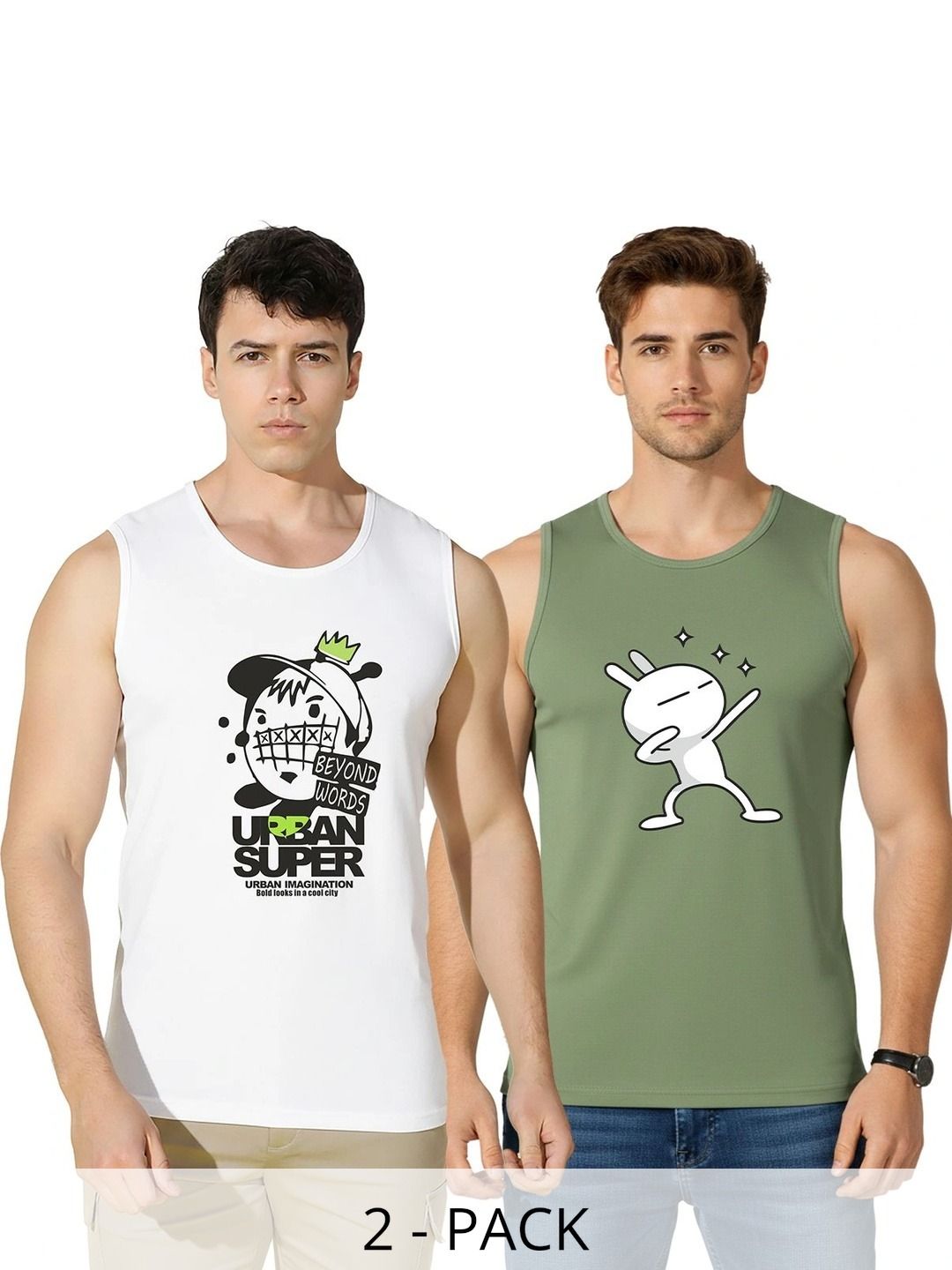 TEEFOX Pack of 2 Printed Cotton Gym Vest-picture-21