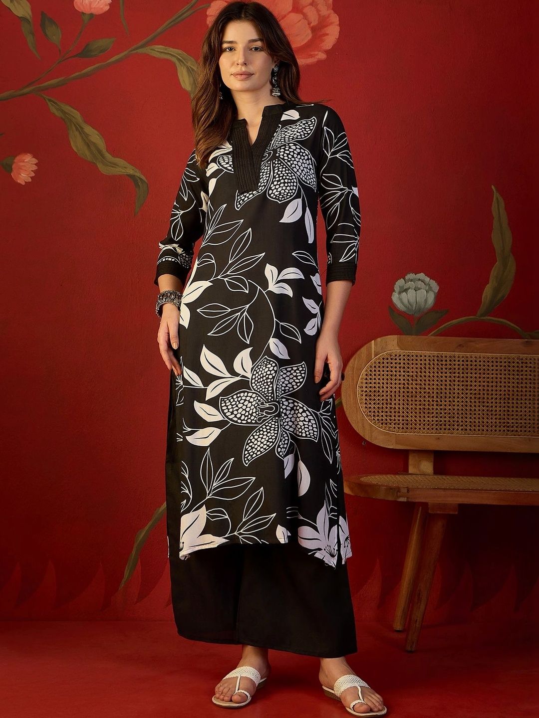 SZN Women Floral Printed Regular Kurta with Palazzos-picture-32