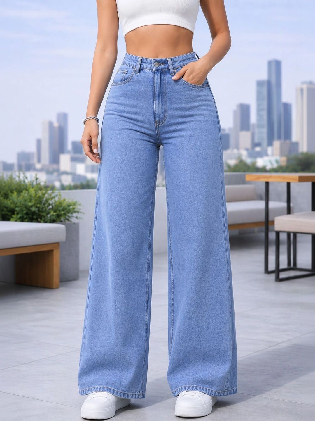 P.X.5 Women Comfort Straight Fit High-Rise Light Fade Stretchable Jeans-picture-13