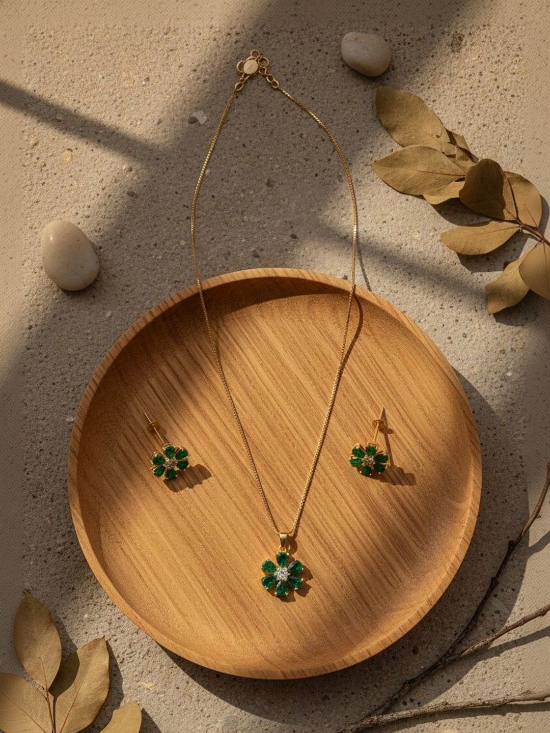 shivay Rose Gold-Plated Stone-Studded Necklace and Earrings-picture-10