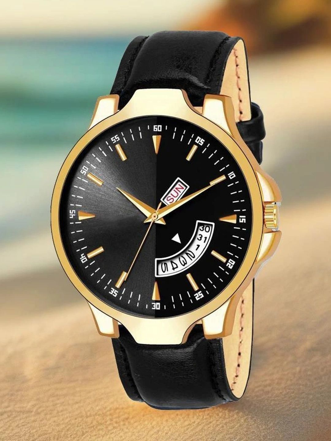 TREX Men Brass Dial & Stainless Steel Straps Analogue Date Aperture Watch TWO-TONE_BLACKGOLD_DD-picture-16