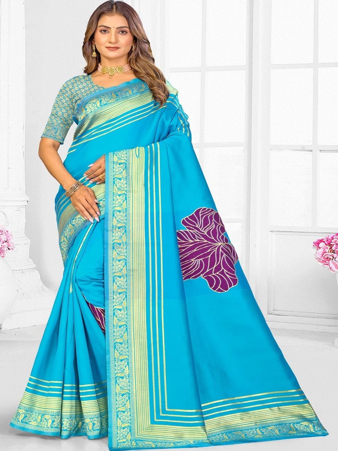 Dimaxi Vastra Woven Design Zari Silk Blend Kota Saree-image-43