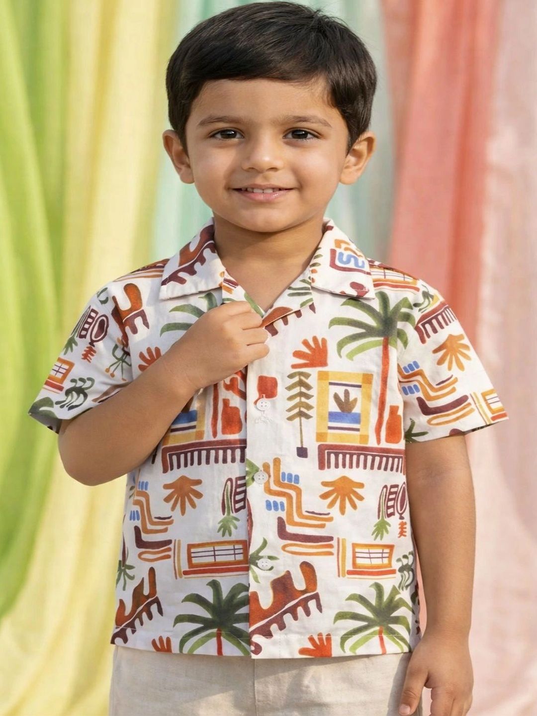 HERE&NOW Unisex Kids Classic Printed Casual Shirt-picture-46