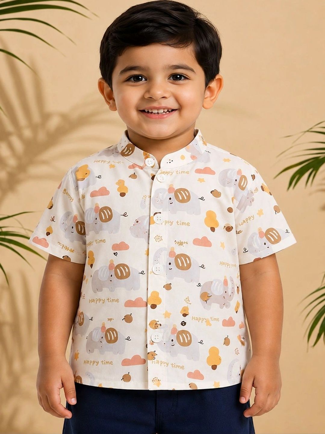 HERE&NOW Unisex Kids Classic Printed Casual Shirt-picture-32