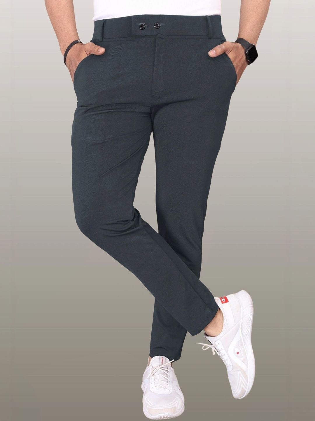 FABAURA Men Slim Fit Easy Wash Trousers-picture-33
