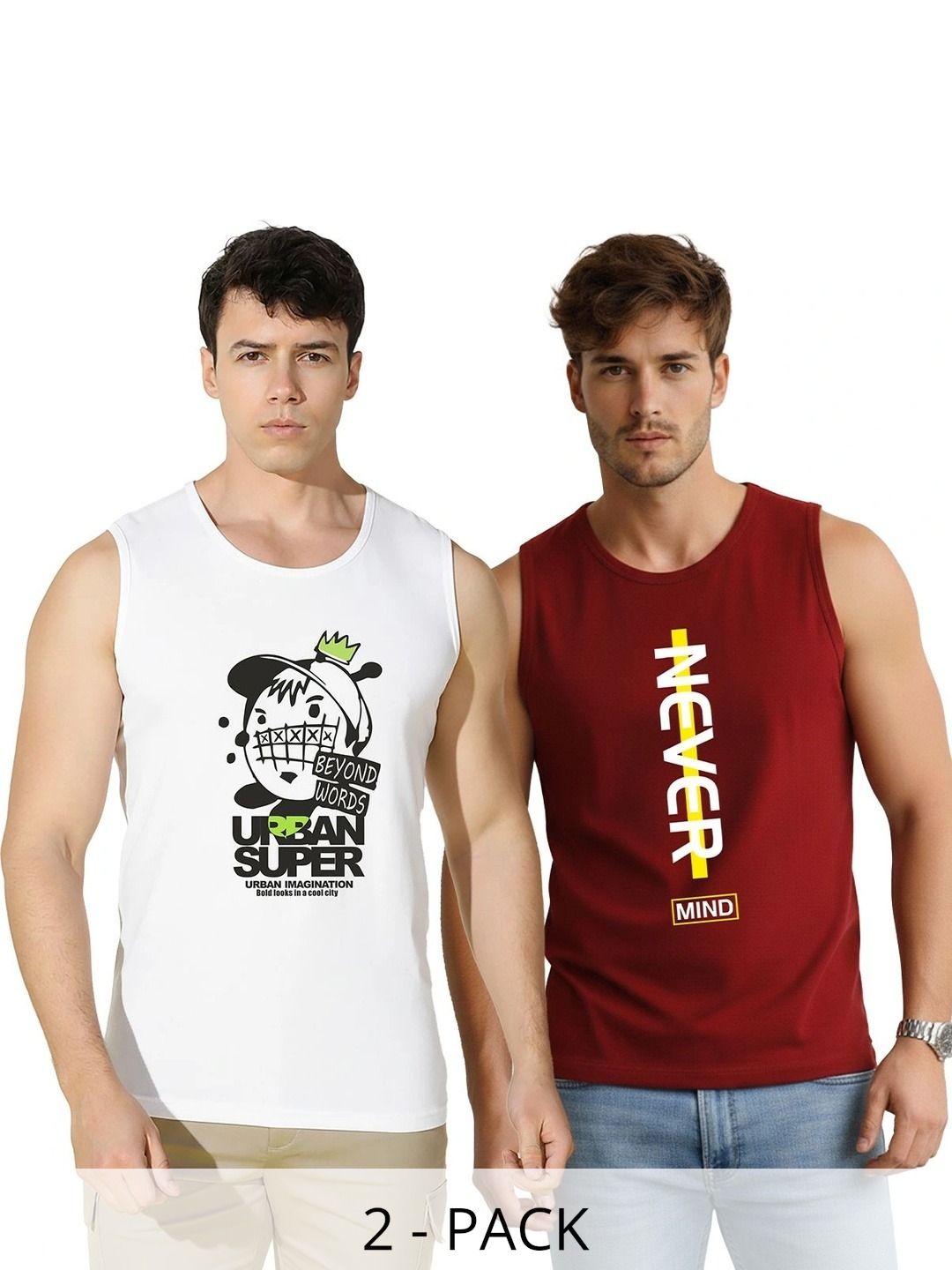 TEEFOX Pack of 2 Printed Cotton Gym Vest-picture-35