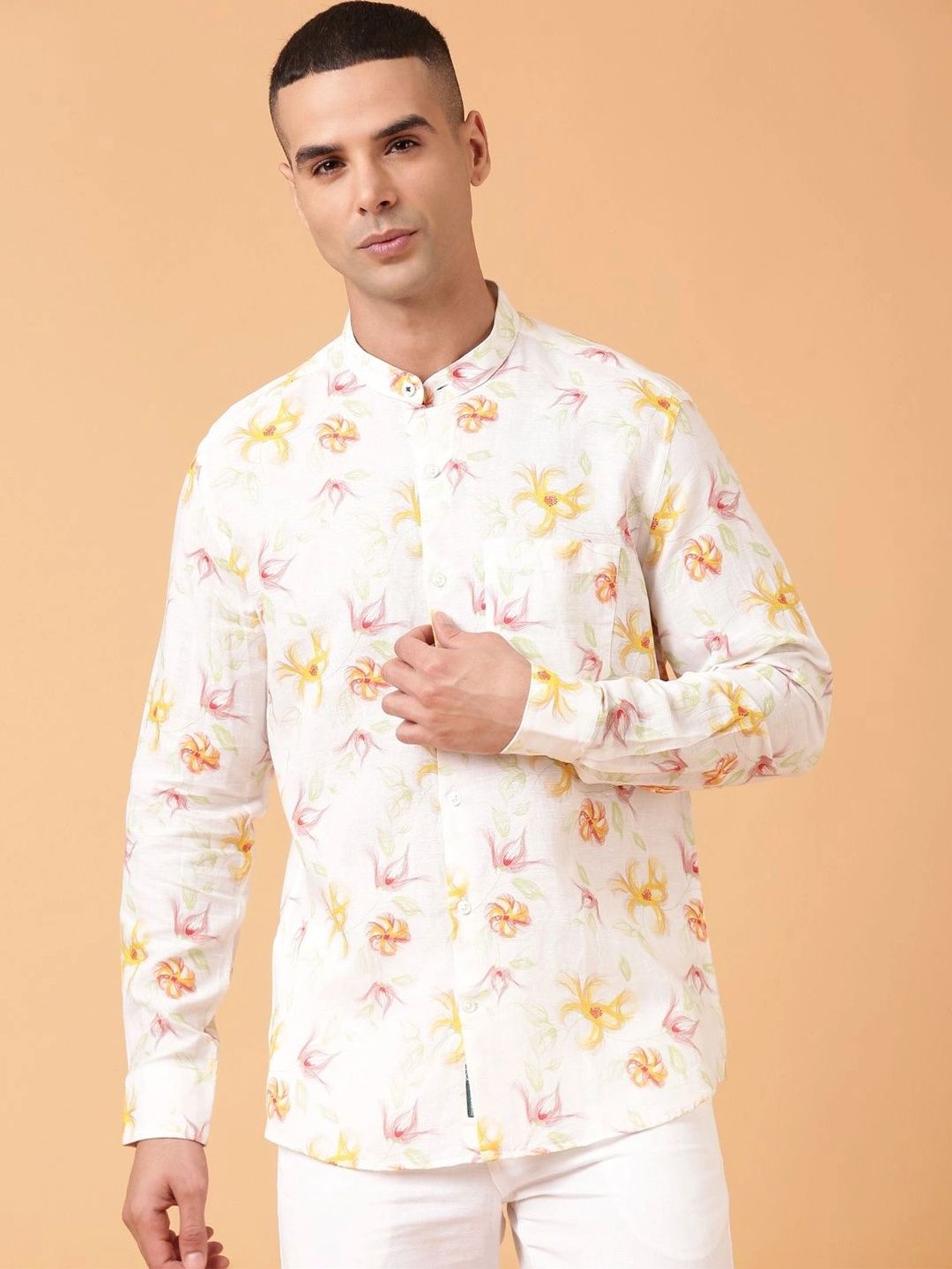 Linen Club Men Contemporary Floral Printed Casual Shirt-picture-33