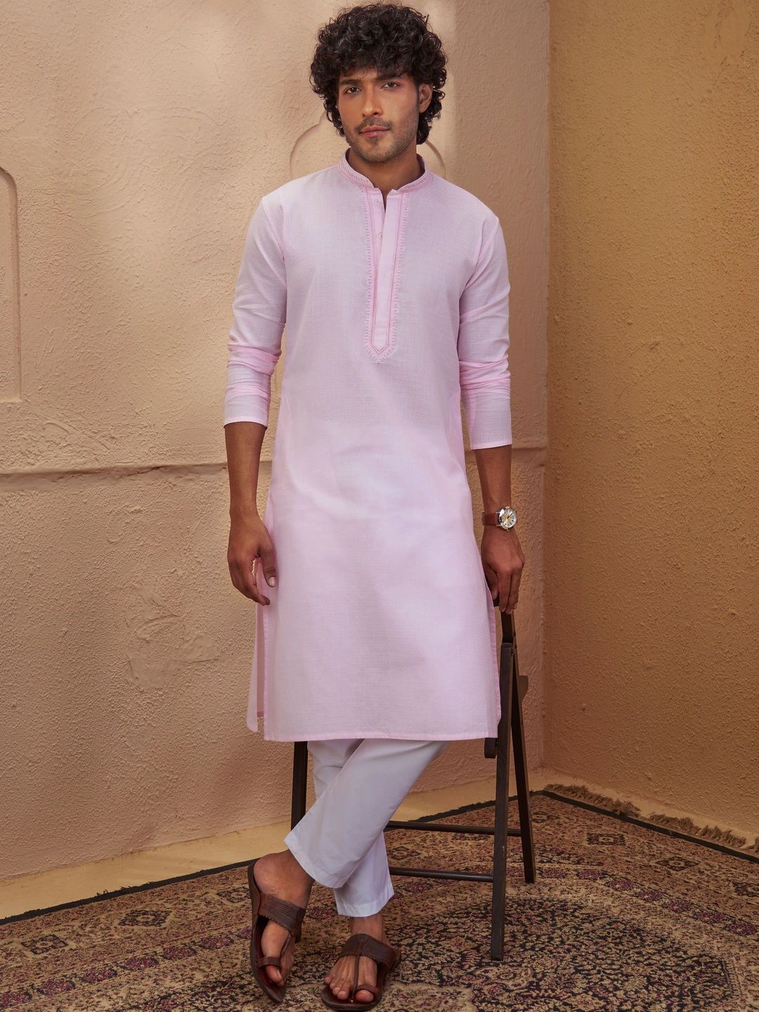 VASTRAMAY Men Ethnic Motifs Regular Thread Work Kurta with Pyjamas-picture-23