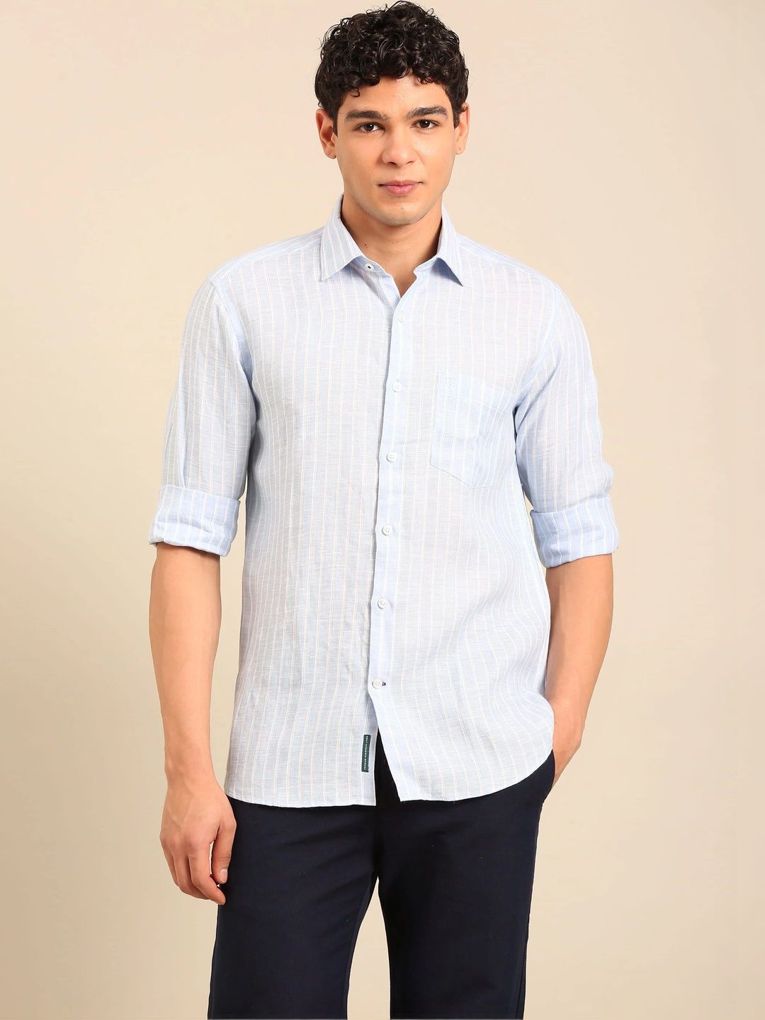 Linen Club Men Contemporary Striped Casual Shirt-picture-24