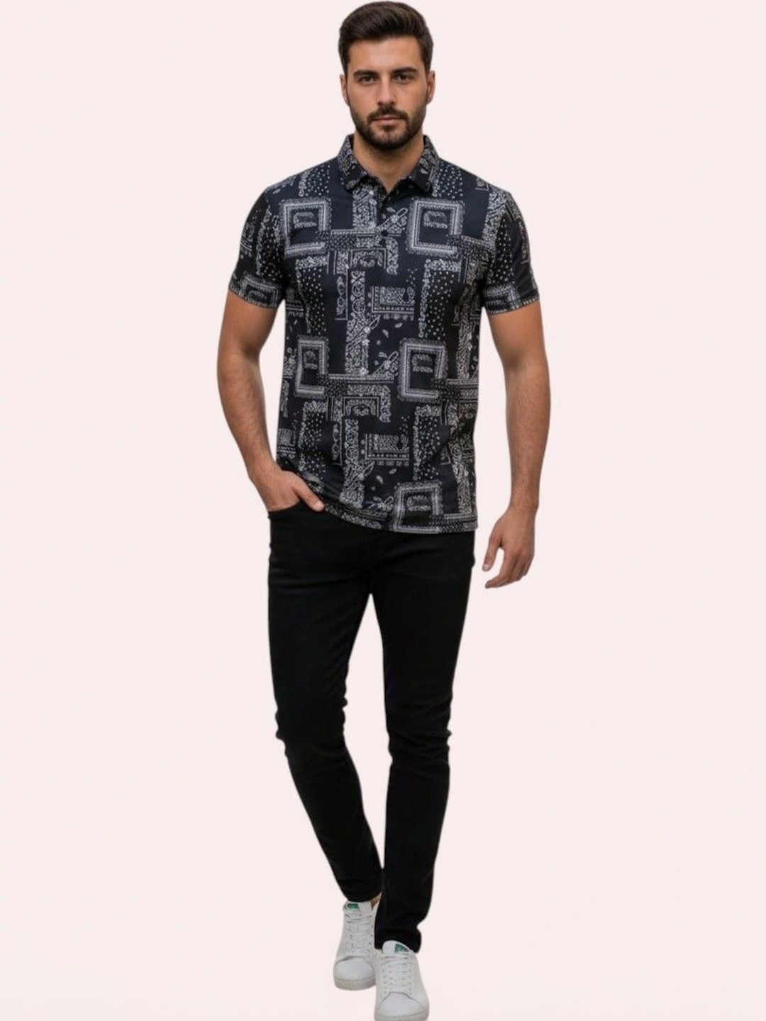 GLORI STAR Men Printed Polo Collar T-shirt-picture-26