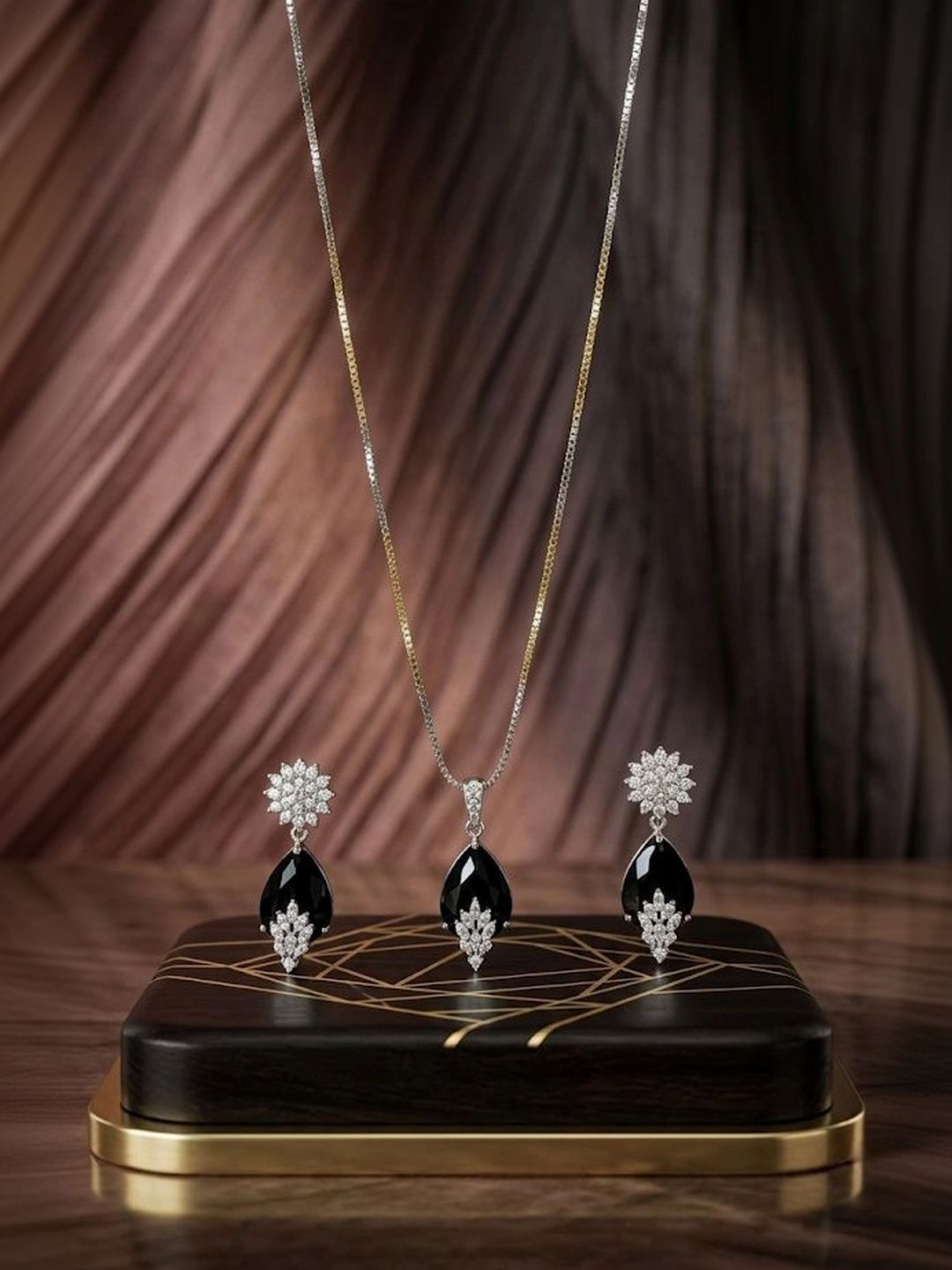 shivay Silver-Plated Stone-Studded Pendant and Earrings-picture-28